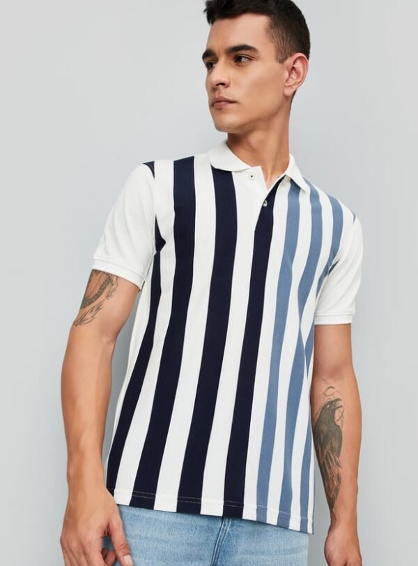Men Striped Polo T-shirt