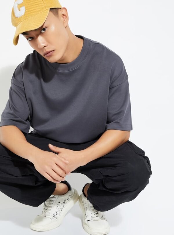 Minimal Solid Boxy Tee for Men by URB_N