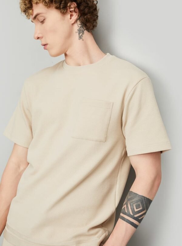 Men Textured Oversized Sports T-shirt