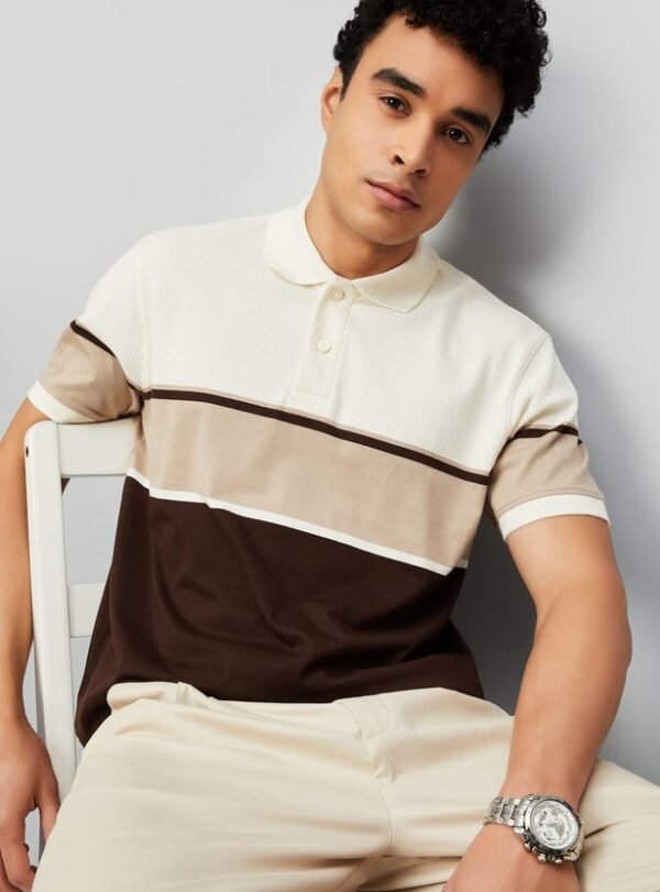 Men Striped Polo T-shirt