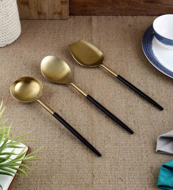 Radiant Black Colour Stainless Steel Serving Spoon