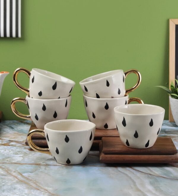 Bohemic White and Black Ceramic 250 ML (Set of 6)