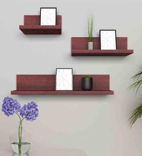 Mahagony Engineered Wood Wall Shelf