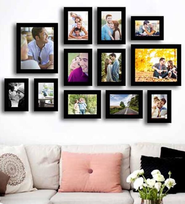 Set of 12 Black Wood Collage Photo Frames
