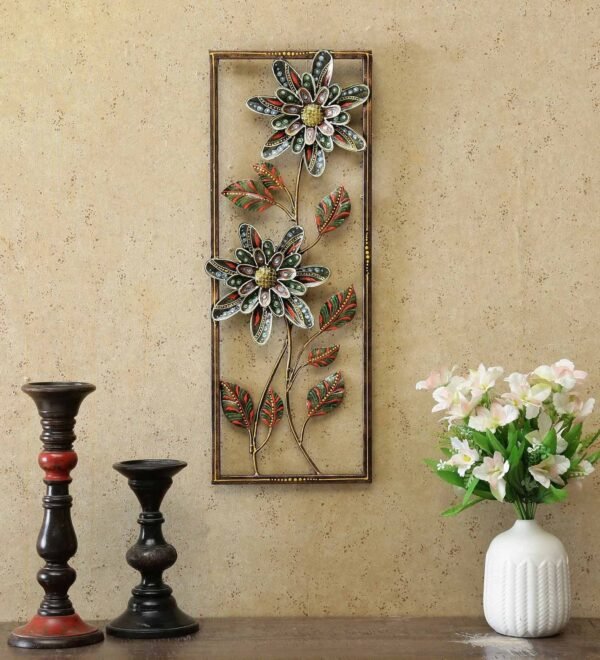 Iron Framed Leaf Wall Art In Multicolour