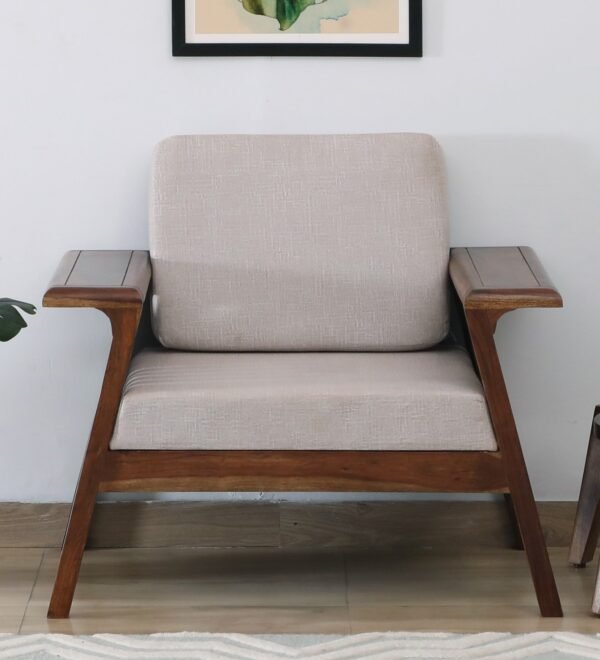 Sheesham Wood 1 Seater Sofa In Provincial Teak Finish
