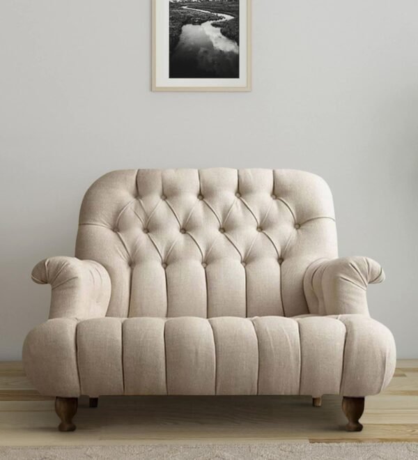 Obeisance Fabric 1 Seater Sofa in Beige Colour