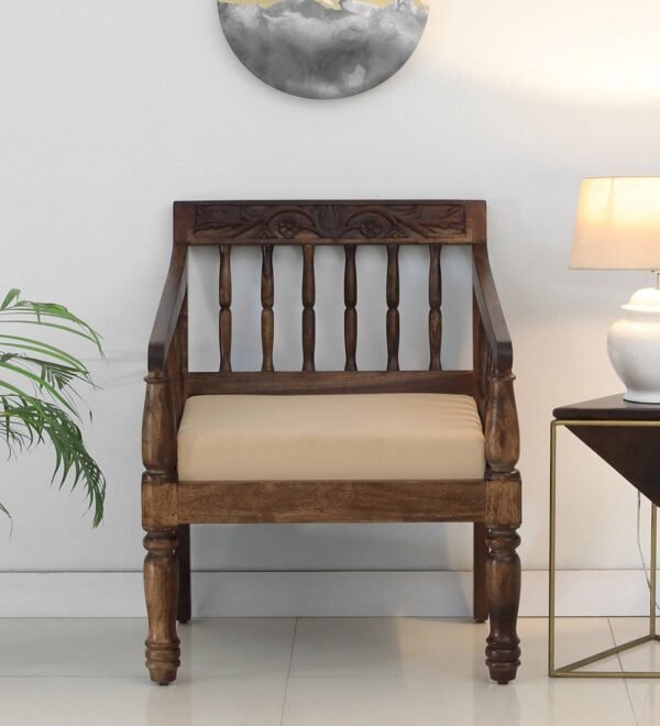 Kumud Sheesham Wood 1 Seater Sofa In Provincial Teak Finish